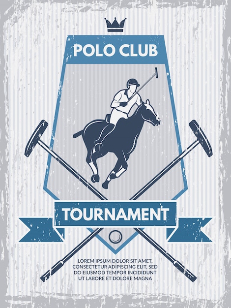 Retro plakat des polo-clubs. Premium Vektoren
