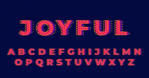 Retro Pop Freudige Schriftart Alphabet Festgelegt Premium Vektor