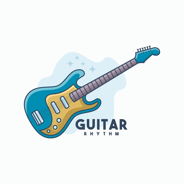 Rhythmus Gitarre Logo Vorlage Vektor Premium Vektor