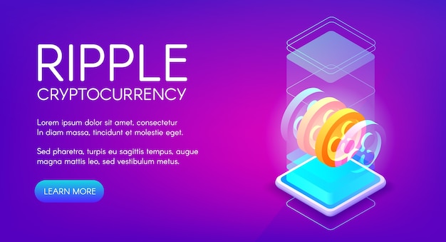 Ripple cryptocurrency illustration für peer-to-peer-blockchain und mining-farm-technologie. Kostenlosen Vektoren