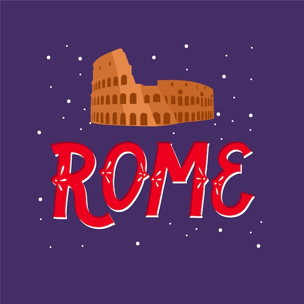 Rom stadt  schriftzug  Kostenlose Vektor