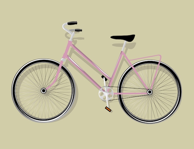 Rosa fahrrad der frauen lokalisiert, vektorillustration