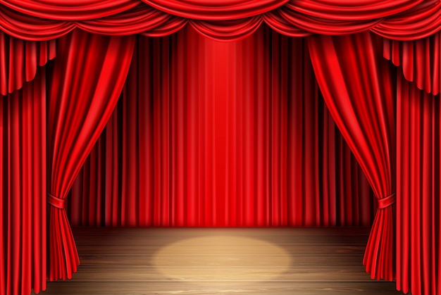 Roter Buhnenvorhang Fur Theater Opernszene Drapieren Kostenlose Vektor