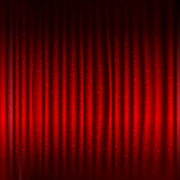 Roter Buhnenvorhang Mit Schwarzem Rand Und Glitzer Mit Farbverlaufsnetz Illustration Premium Vektor