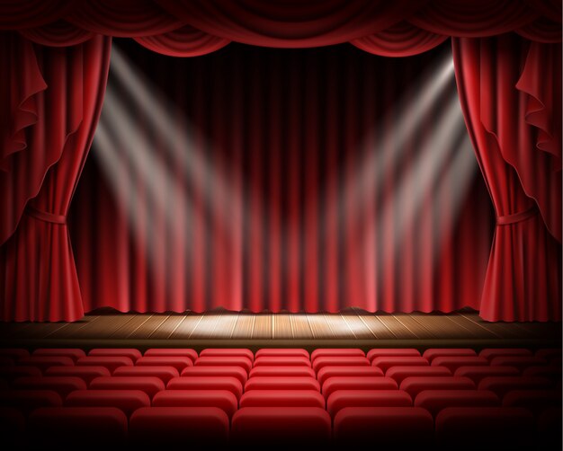 Roter Vorhang Und Leere Theaterszene