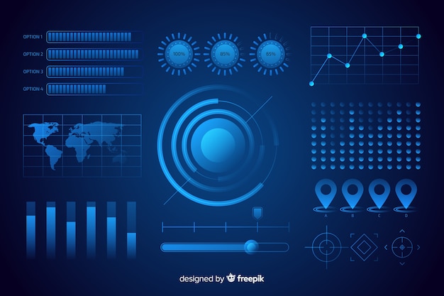 Sammlung futuristische infographic elemente Kostenlosen Vektoren