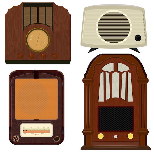 Sammlung vektorabbildungen des alten radios PremiumVektor
