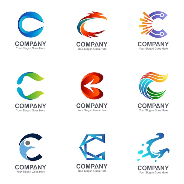 Sammlung von C-Buchstaben-Logos in vielen Stilen Premium Vektoren Sammlung von C-Buchstaben-Logos in vielen Stilen Premium Vektoren