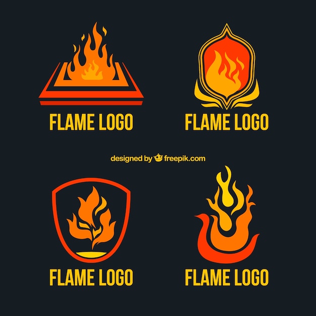 sammlung-von-flamme-logos-in-flaches-design-premium-vektor