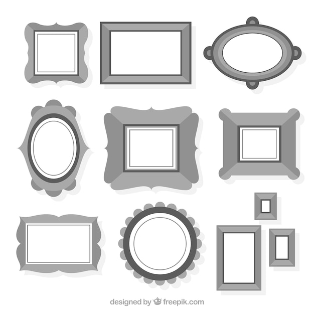 Sammlung Von Verschiedenen Rahmen In Schwarz Und Weiss Kostenlose Vektor