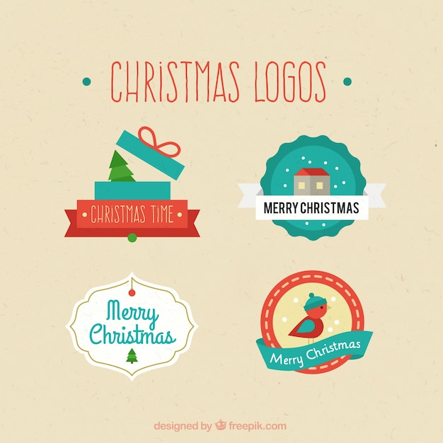 Sammlung von weihnachts-logos | Download der kostenlosen Vektor