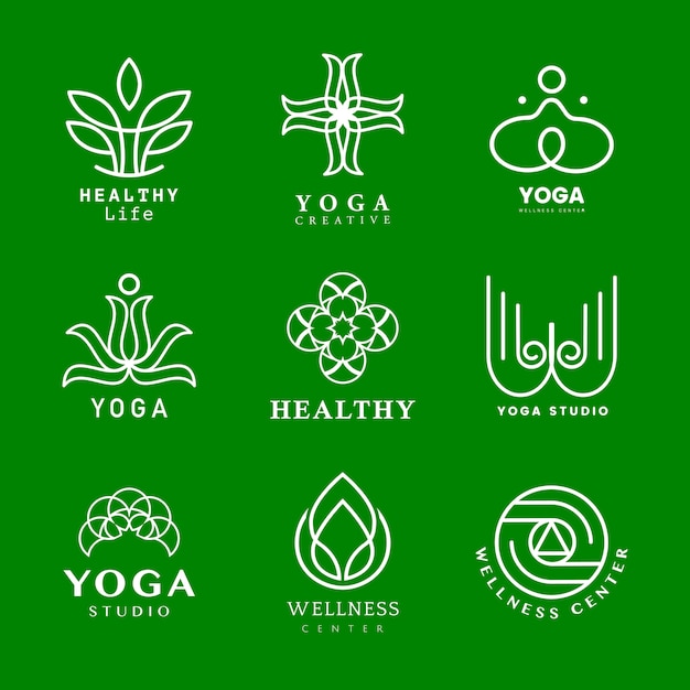 Satz des yoga-logovektors Kostenlosen Vektoren