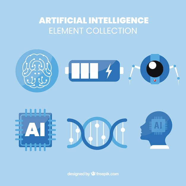 Satz elemente der künstlichen intelligenz im flachen design Kostenlosen Vektoren