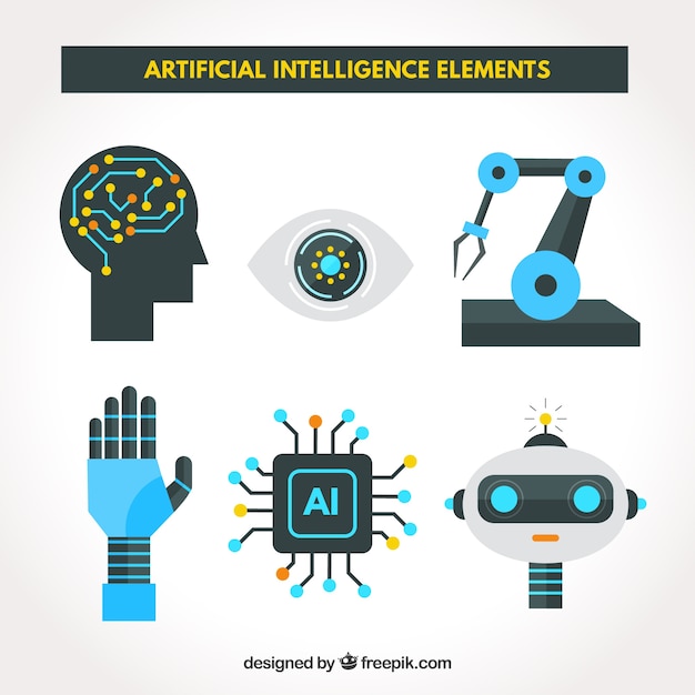 Satz elemente der künstlichen intelligenz im flachen design Kostenlosen Vektoren