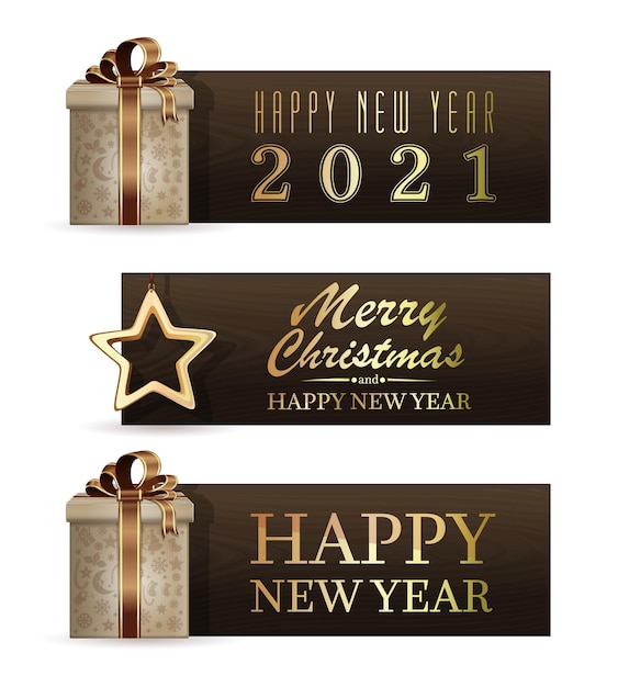 Satz feiertagsbanner für 2021. frohe weihnachten und ein gutes neues