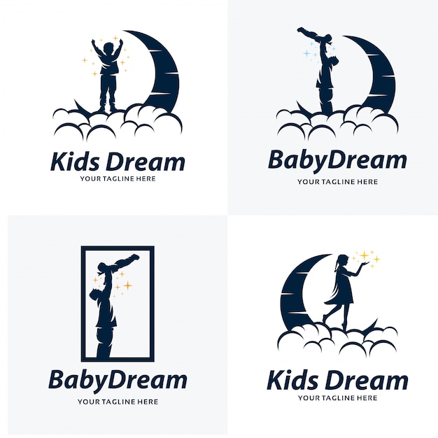 Satz kindertraum logo design templates Premium Vektoren