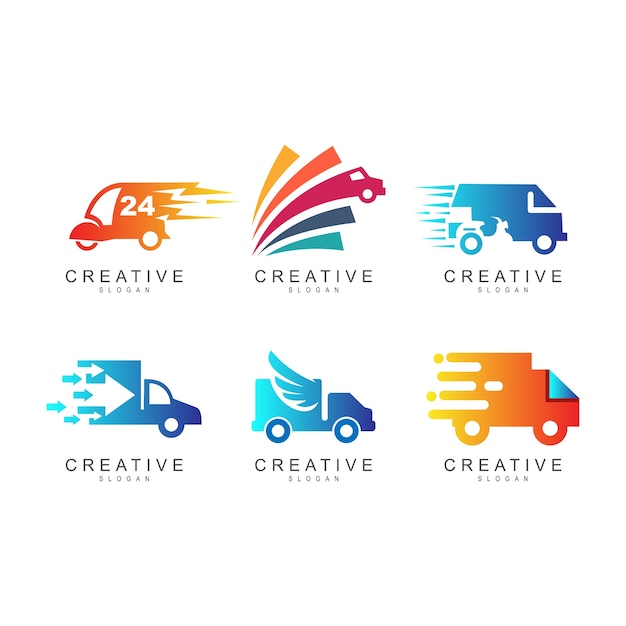 Satz Lkw Logo Design Lkw Logo Colection Premium Vektor