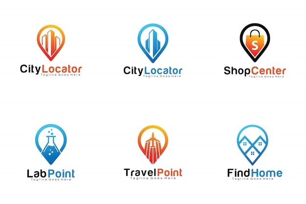 Satz von pin-location-logos | Premium-Vektor