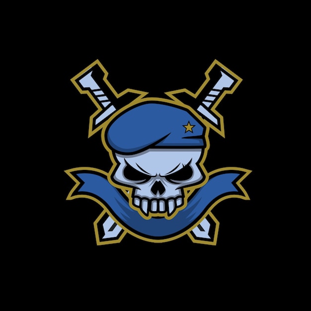Schädel-militär-logo | Premium-Vektor