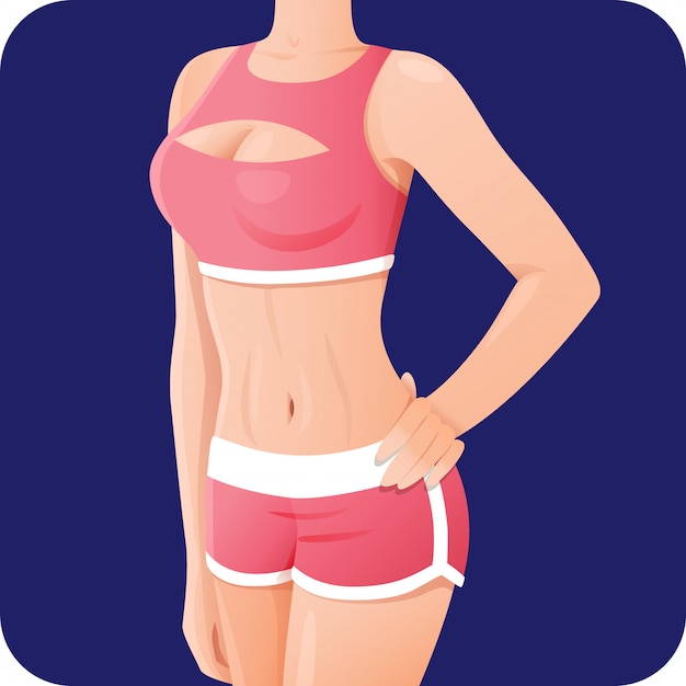 Schlanke Sportliche Frau Fitness Mädchen In Rosa Sportbekleidung Shorts Symbol Für Mobile Apps