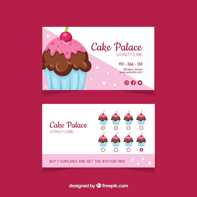 Schone Kundenkartenvorlage Mit Cupcake Kostenlose Vektor