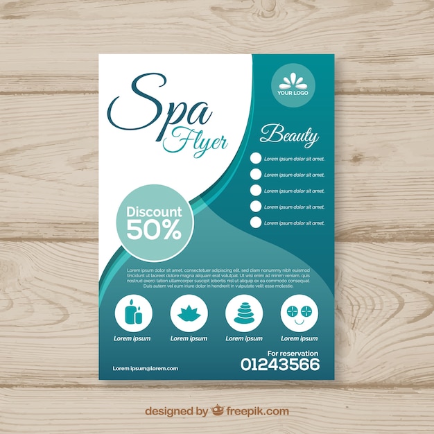 Schone Spa Flyer Vorlage Mit Flachen Design Kostenlose Vektor