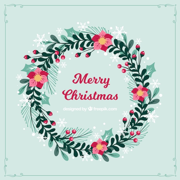 Schöne vintage christmas wreath hintergrund | Kostenlose Vektor