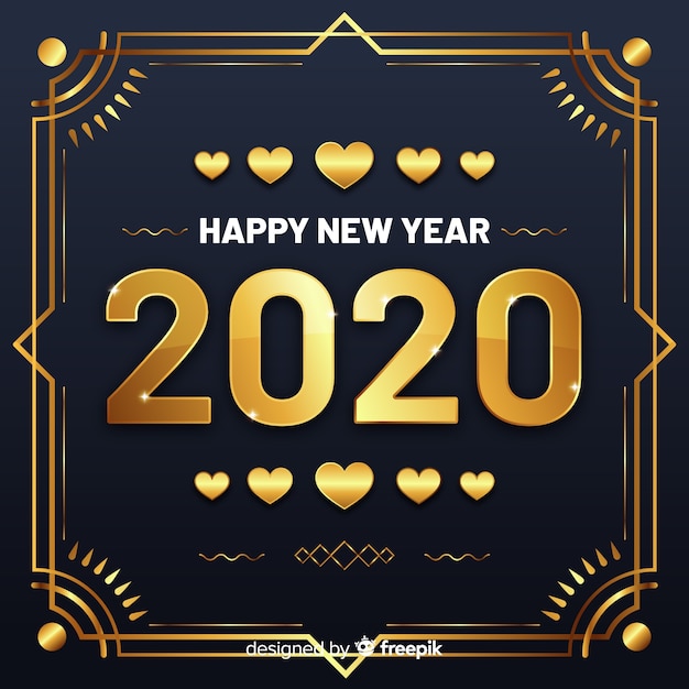 Schönes Goldenes Neues Jahr 2020 Kostenlose Vektor