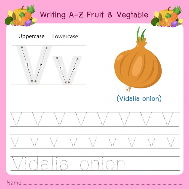 Schreiben Az Obst Gemuse V Premium Vektor