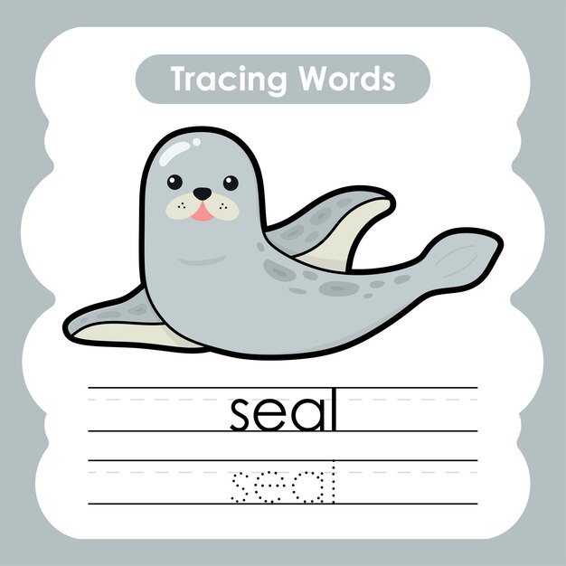 Schreiben Praxis Sea Life Marine Worter Alphabet Tracing Mit S Siegel Premium Vektor