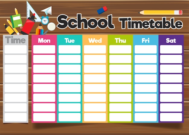 Schule Stundenplan Vorlage Premium Vektor