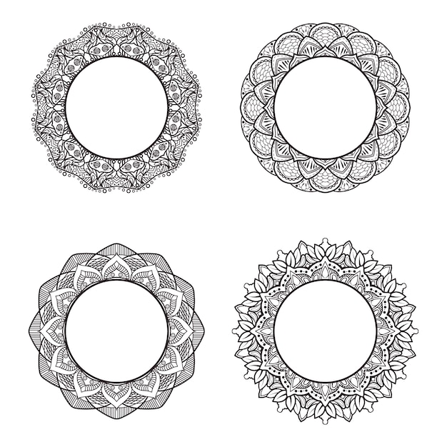 Schwarz Weiss Mandala Rahmen Kollektion Kostenlose Vektor