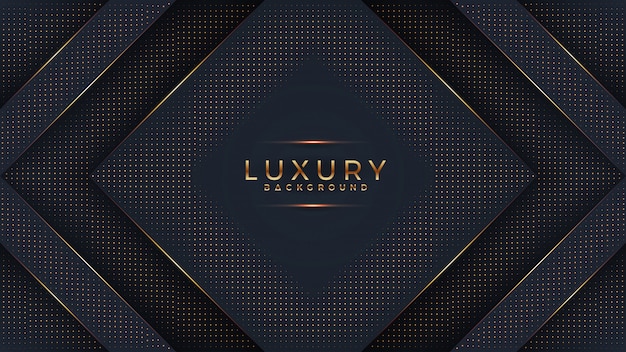 Schwarzer Luxushintergrund Mit Einer Kombination Die Goldene Punkte Mit Art 3d Gluht Premium Vektor