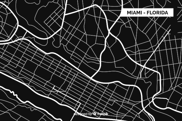 Schwarzweiss Stadtplan Fur Miami Florida Kostenlose Vektor