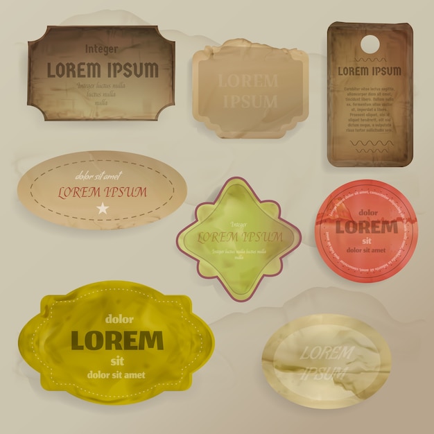 Scrapbooking-elementabbildung der weinlesepapierschnitzel für rahmen, aufkleber oder markenschablone Kostenlosen Vektoren