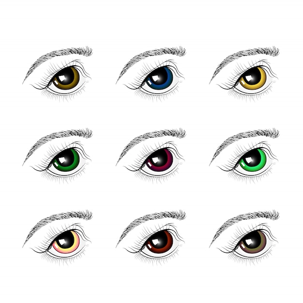 Set augen in verschiedenen farben PremiumVektor