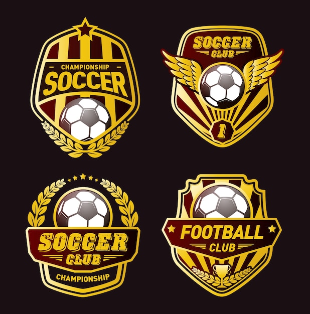 Set Fussball Logo Design Vorlagen Premium Vektor