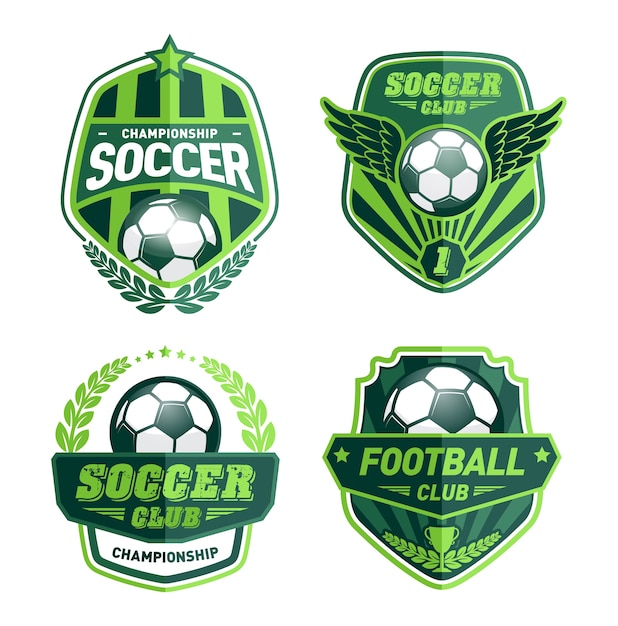 Set Fussball Logo Design Vorlagen Premium Vektor