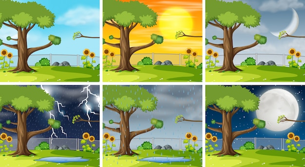 Set natur pack hintergrund Premium Vektoren