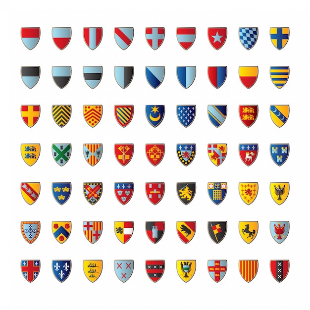 Set Verschiedene Wappen Premium Vektor