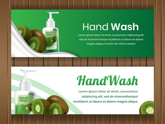 Set von body wash banner Premium Vektoren