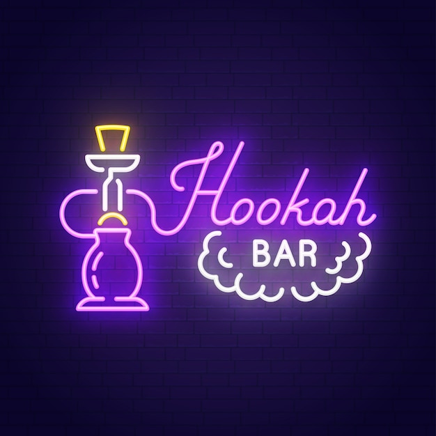 Shisha Bar Leuchtreklame Premium Vektor