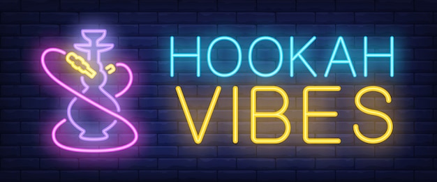 Shisha vibes leuchtreklame Kostenlosen Vektoren