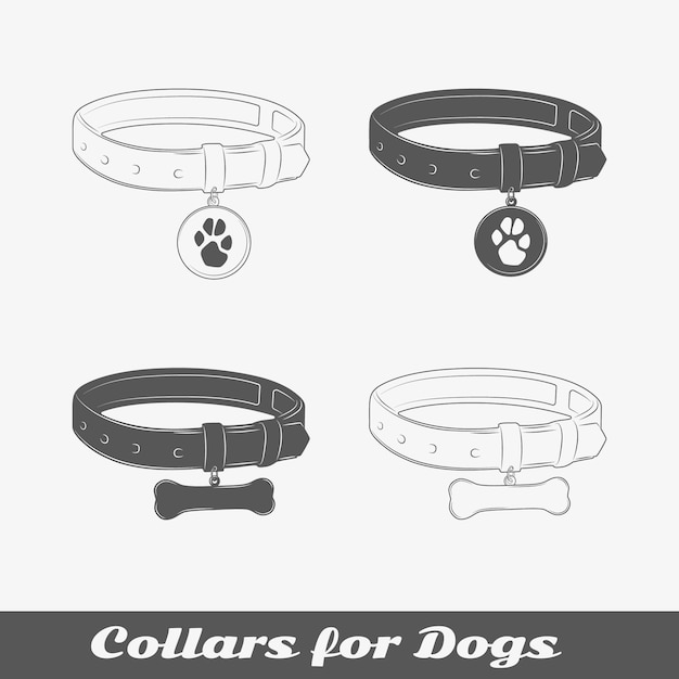 Silhouette halsbänder für hunde PremiumVektor