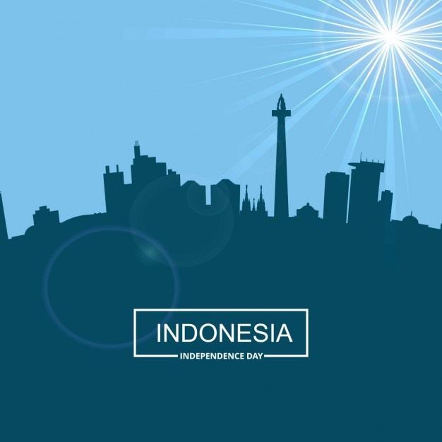 Silhouette indonesien mit typografie Kostenlosen Vektoren