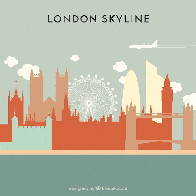 Skyline von london in der flachen art | Kostenlose Vektor