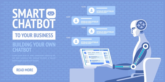 Smart chatbot für ihr unternehmen. vector plakat für geschäft, standort, fahnen, netz, broschürenkarten Premium Vektoren