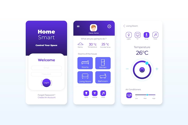 Smart Home App Konzept Kostenlose Vektor