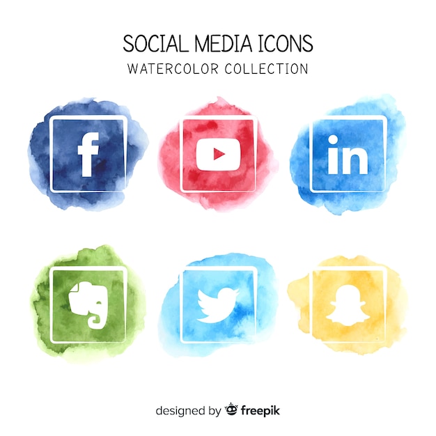 Social Media Aquarell Icons Kostenlose Vektor