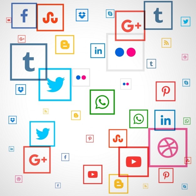 Social-media-symbole quadrat hintergrund | Kostenlose Vektor